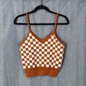 KNIT CHECKERED TANK TOP